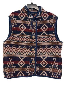 Asazu Collection Womens Southwest-Style Vest M 100% Cotton